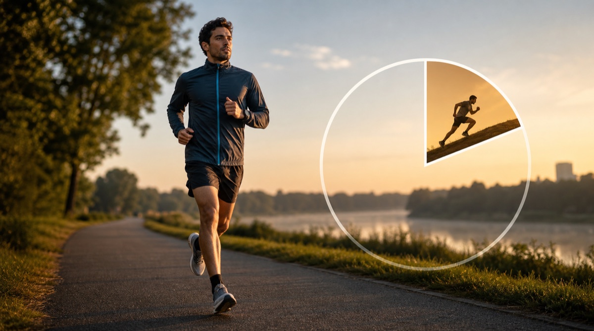Runner on an easy morning run illustrating the 80/20 training method