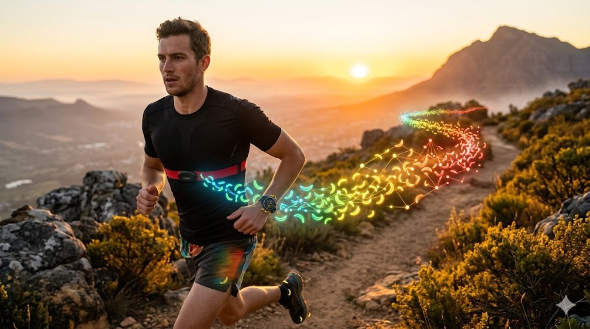 Runner with heart rate monitor during zone training
