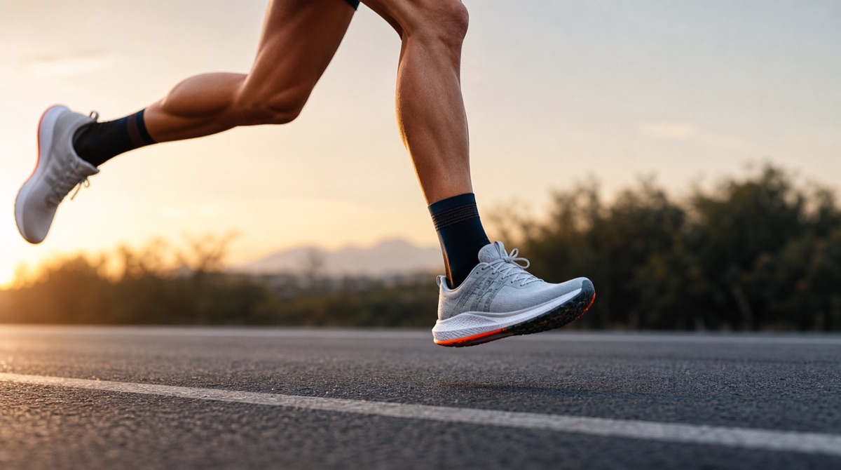 Runner foot strike in motion showing cadence and rhythm